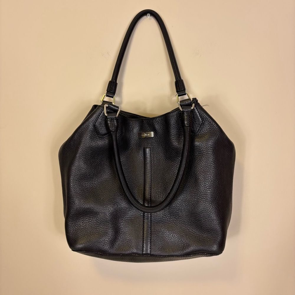 Cole Haan Black‎ Leather Elegant Black Large Leather Tote Bag